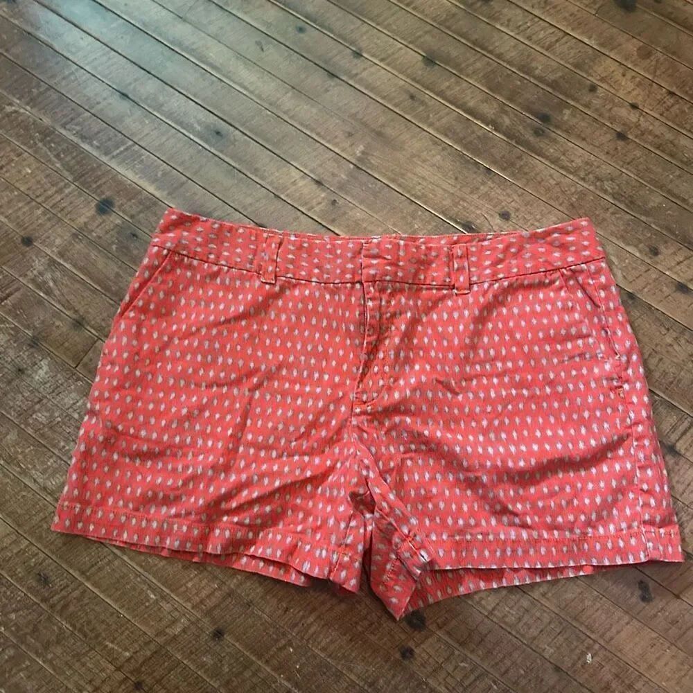 Loft linen blend red & gray leaf preppy chino 12 shorts